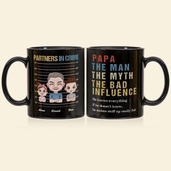 Papa The Bad Influence Personalized Coffee Mug, Gift For Grandpa, Father's Day Gift