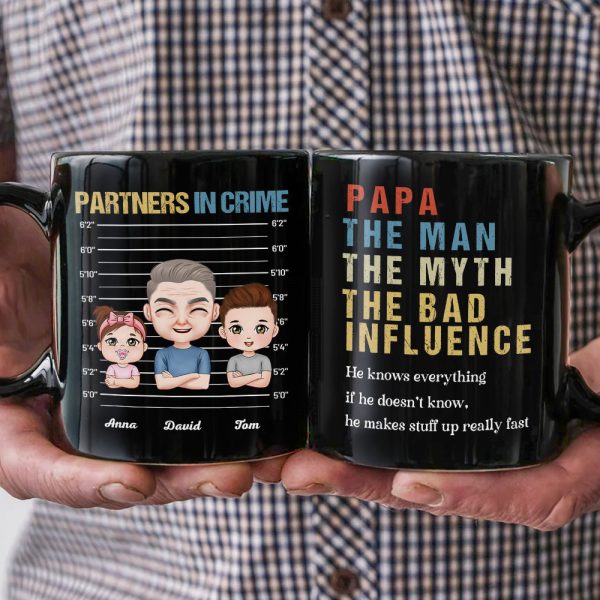 Papa The Bad Influence Personalized Coffee Mug, Gift For Grandpa, Father's Day Gift