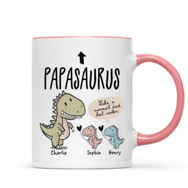 Papasaurus And Kids Cute Style Personalized Mug, Father's Day Gift for Grandpa