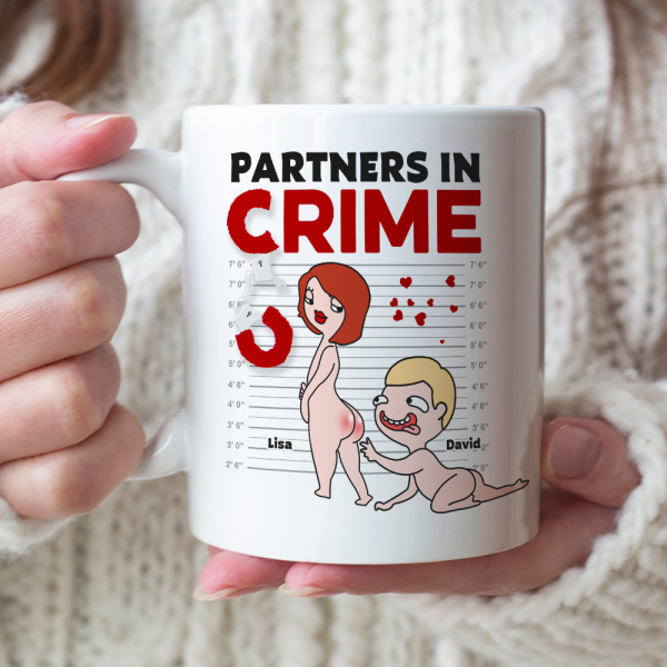 Partners In Crime, Couple Naughty, Personalized Couple Mug Accent Wine Tumbler