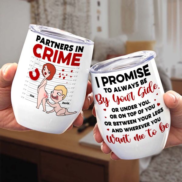 Partners In Crime, Couple Naughty, Personalized Couple Mug Accent Wine Tumbler