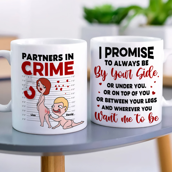 Partners In Crime, Couple Naughty, Personalized Couple Mug Accent Wine Tumbler
