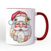 Patchwork Santa Claus Personalized Mug, Retro Christmas Holiday Gift with Custom Name