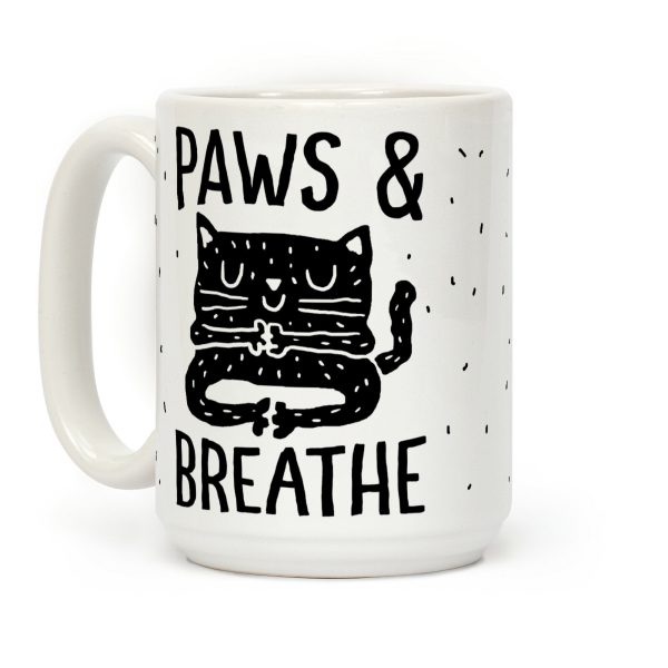 Paws And Breathe Yoga Cat Coffee Mug
