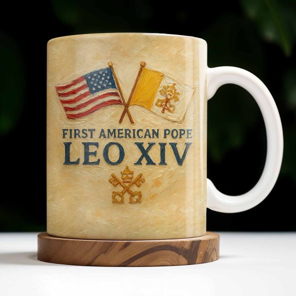 Peace Be With All Of You, American Flag And Papal Symbolism - Personalized Custom Coffee Mug - FTH092_MG
