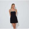 Pearls Strap Solid Dress