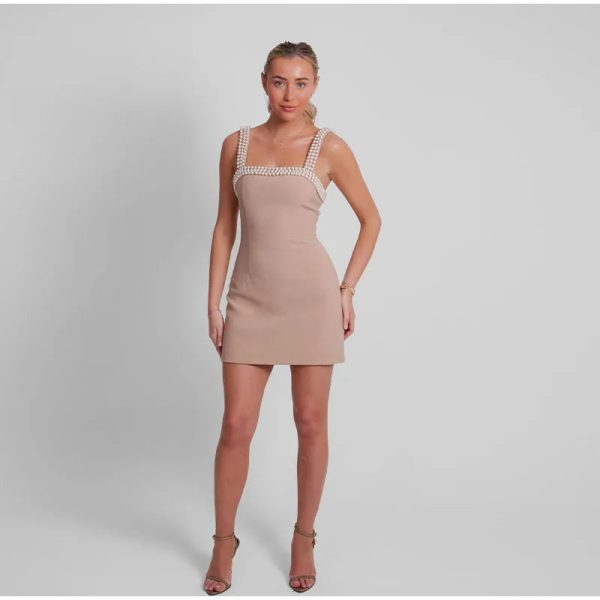 Pearls Strap Solid Dress