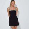 Pearls Strap Solid Dress
