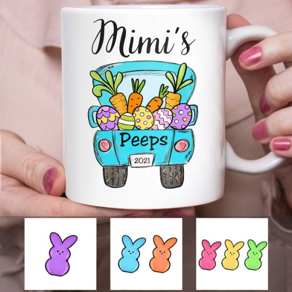 Peeps Easter Truck - Personalized White Ceramic Mug - Gift For Mom, Grandma, Grandmother, Mothers Day NA94