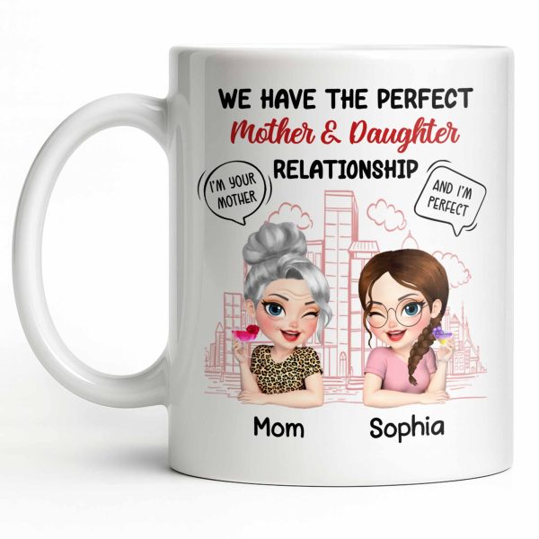 Perfect Mother & Daughter Relationship, Cityscape Design - Personalized Custom Coffee Mug - MOM141_MG