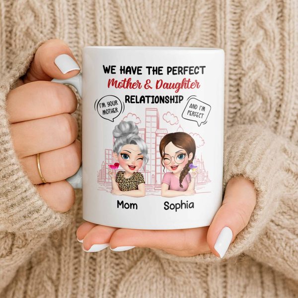 Perfect Mother & Daughter Relationship, Cityscape Design - Personalized Custom Coffee Mug - MOM141_MG