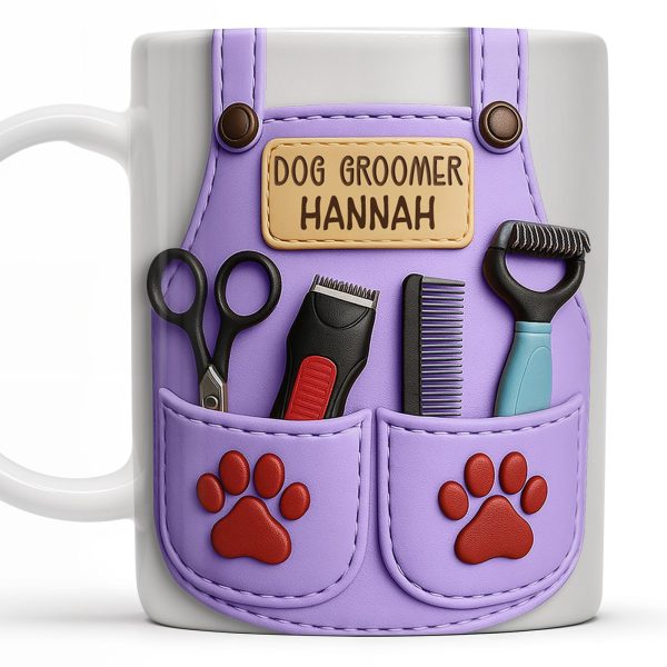 Personalize With Your Name, Paw Prints And Grooming Tools - Personalized Custom Coffee Mug - DOG066_MG