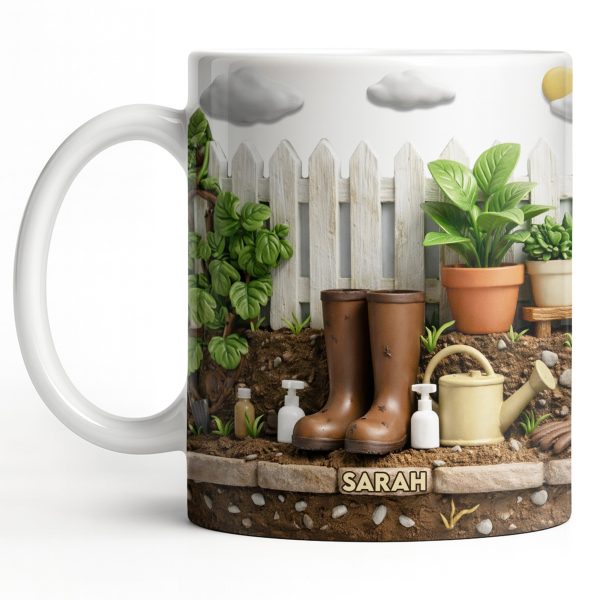 Personalize With Your Name, Plants And Gardening Tools - Personalized Custom Coffee Mug - GAR033_MG