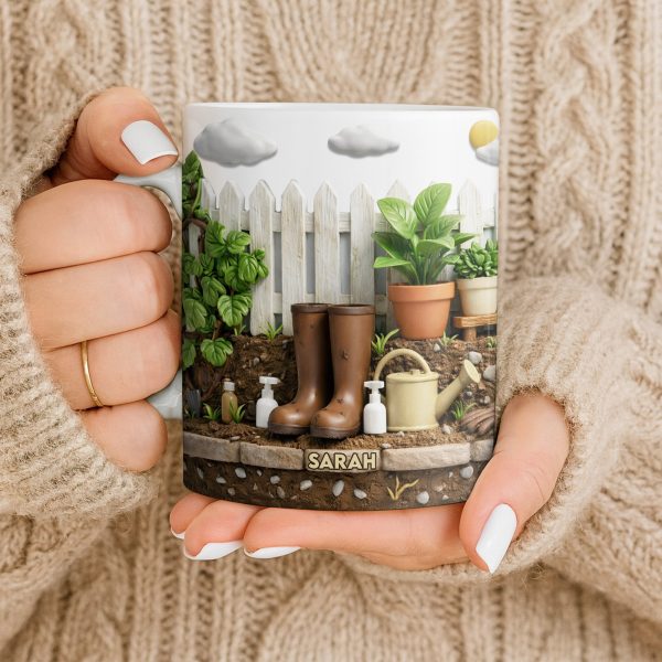 Personalize With Your Name, Plants And Gardening Tools - Personalized Custom Coffee Mug - GAR033_MG