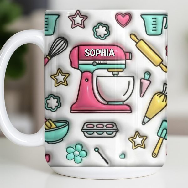 Personalize Your Baking Lover's Cup With Mixer and Whisk - Personalized Custom Coffee Mug - COOK031_MG