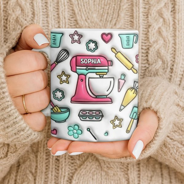Personalize Your Baking Lover's Cup With Mixer and Whisk - Personalized Custom Coffee Mug - COOK031_MG