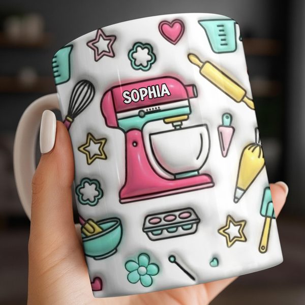 Personalize Your Baking Lover's Cup With Mixer and Whisk - Personalized Custom Coffee Mug - COOK031_MG