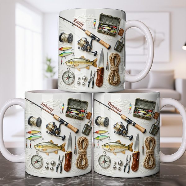 Personalize Your Fishing Passion With Tackle Box And Fish Design - Personalized Custom Coffee Mug - JBS100_MG