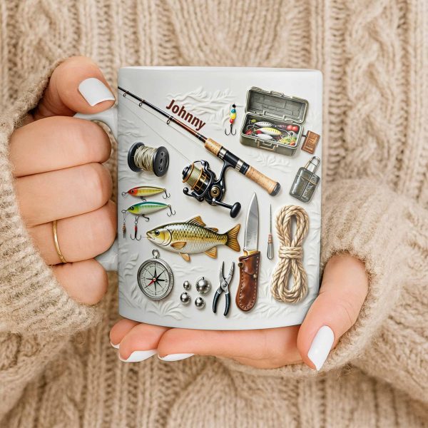 Personalize Your Fishing Passion With Tackle Box And Fish Design - Personalized Custom Coffee Mug - JBS100_MG