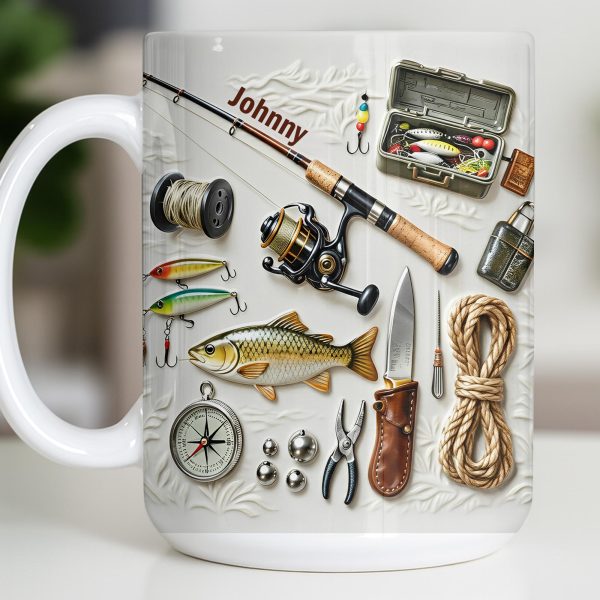 Personalize Your Fishing Passion With Tackle Box And Fish Design - Personalized Custom Coffee Mug - JBS100_MG