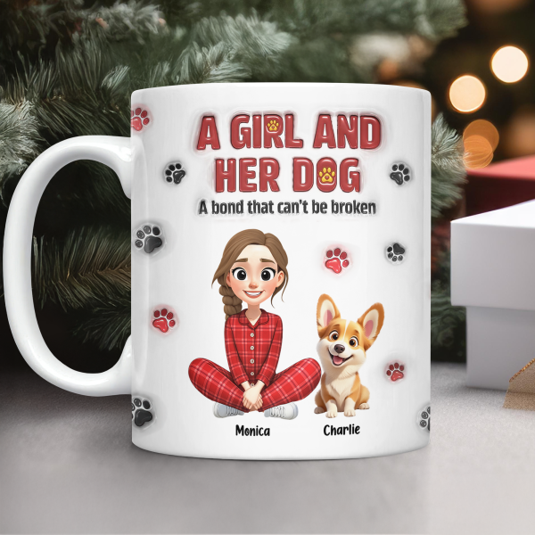 Personalized A Girl And Her Dog Version 3D Inflated Effect Mug HA75 898070