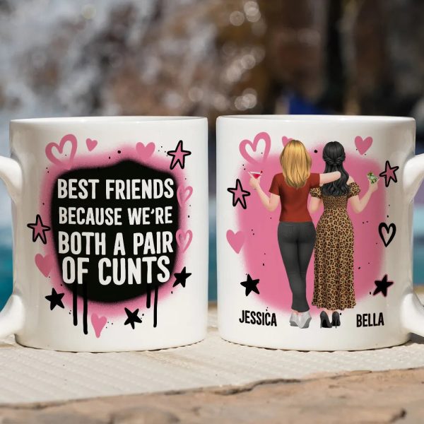 Personalized Best Friends Mug with Bold Funny Quote Custom Characters, Unique Gift for Your Bestie
