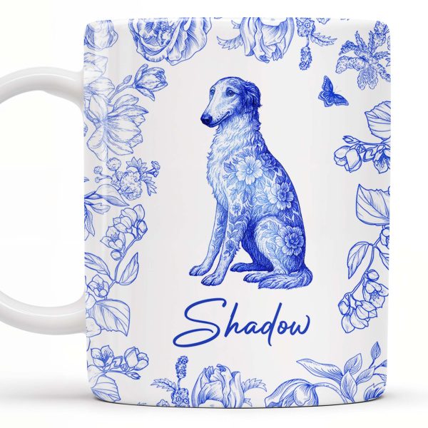 Personalized Blue Floral Dog Design - Personalized Custom Coffee Mug - DOG050_MG
