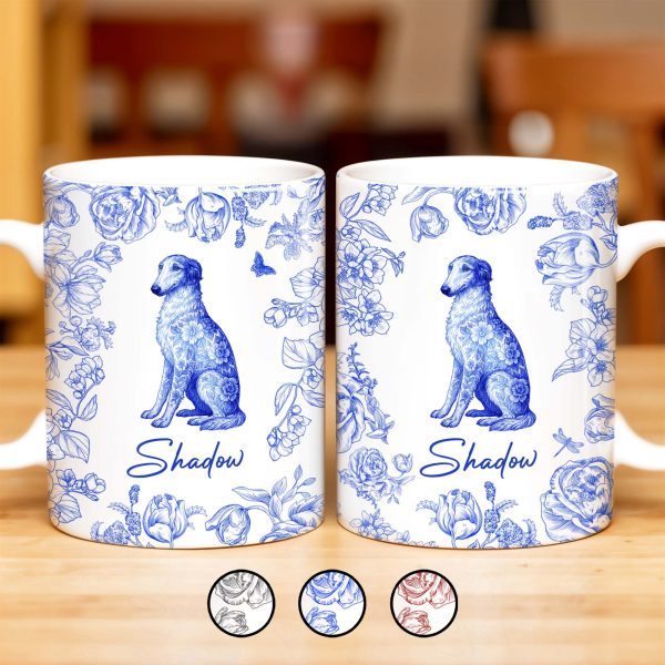 Personalized Blue Floral Dog Design - Personalized Custom Coffee Mug - DOG050_MG