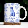 Personalized Blue Floral Dog Design - Personalized Custom Coffee Mug - DOG050_MG