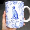 Personalized Blue Floral Dog Design - Personalized Custom Coffee Mug - DOG050_MG