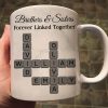 Personalized Brothers And Sisters Mug With Crossword Names White Ceramic Mug Unique Sibling Gift Keepsake