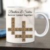 Personalized Brothers And Sisters Mug With Crossword Names White Ceramic Mug Unique Sibling Gift Keepsake