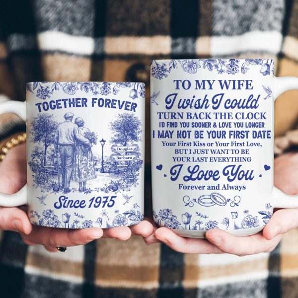 Personalized Ceramic Couple Mug with Custom Name for Anniversary Gift