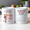 Personalized Ceramic Mug Calendar 'The Day It All Began' Couple Design - Unique Valentine's Gift For Girlfriend Or Boyfriend