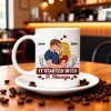 Personalized Ceramic Mug It Started With A Message Couple Hugging Cute Cartoon Style Unique Romantic Gift