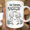 Personalized Ceramic Mug Our Humans Are Getting Married Stick Figure Couple Holding Hands Cute Pet Paws Unique Gift