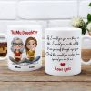 Personalized Ceramic Mug To My Daughter with Cute Mom and Daughter Illustration, Unique Gift for Daily Coffee Love