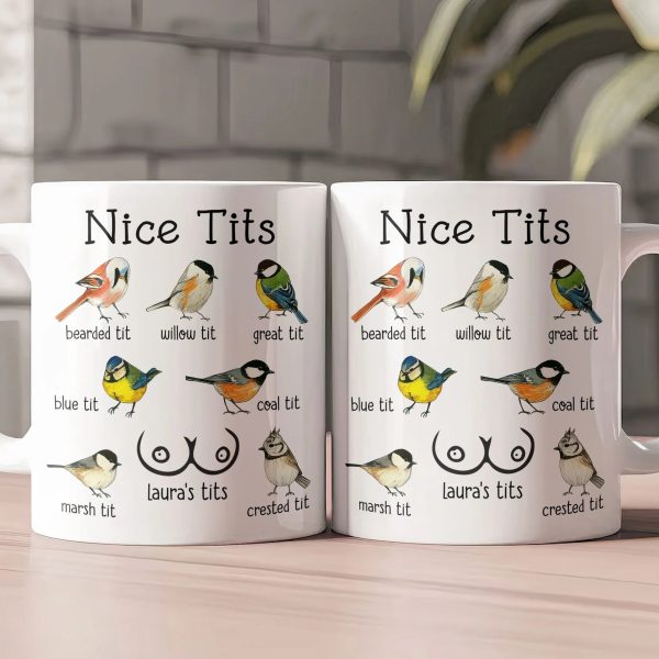 Personalized Ceramic Mug with Funny Bird Chart Design Custom Name Gag Cup, Unique Gift for Wife, Girlfriend or Friends