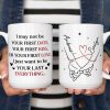 Personalized Ceramic Mug With Holding Hands Heart Quote Cute Couple Gift For Valentine's Day Morning Coffee