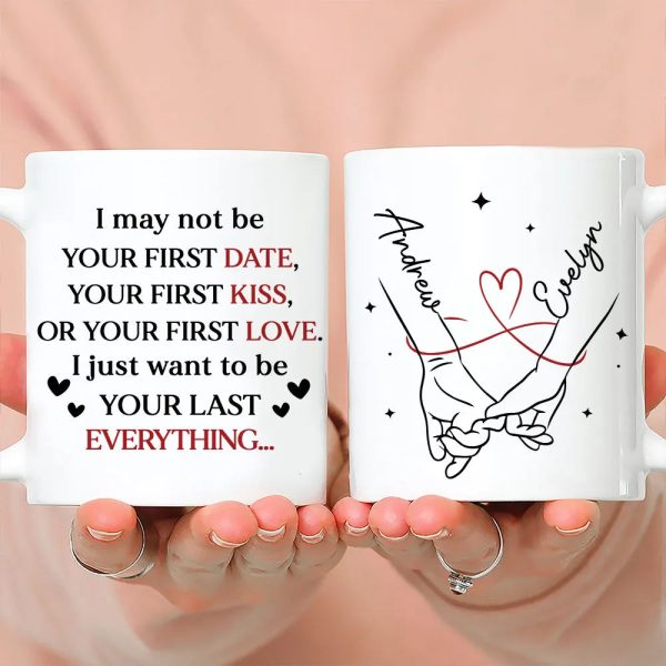 Personalized Ceramic Mug With Holding Hands Heart Quote Cute Couple Gift For Valentine's Day Morning Coffee
