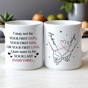Personalized Ceramic Mug With Holding Hands Heart Quote Cute Couple Gift For Valentine's Day Morning Coffee