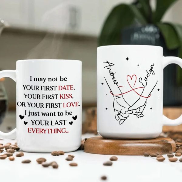 Personalized Ceramic Mug With Holding Hands Heart Quote Cute Couple Gift For Valentine's Day Morning Coffee