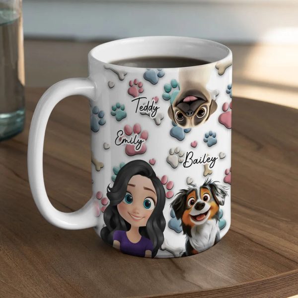Personalized Ceramic Mug with Patriotic Paw-Print Design