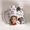 Personalized Ceramic Mug with Patriotic Paw-Print Design
