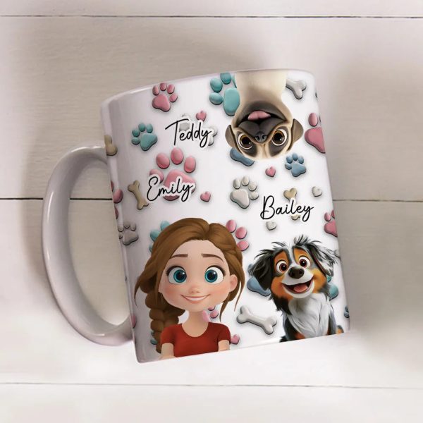 Personalized Ceramic Mug with Patriotic Paw-Print Design