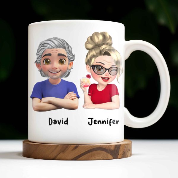 Personalized Couple Cartoon Portrait Coffee Mug - Personalized Custom Coffee Mug - HSB041_MG