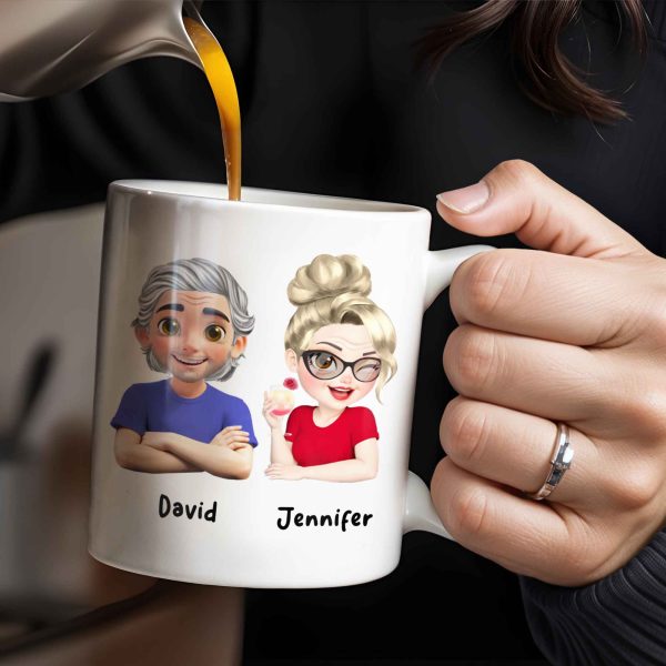Personalized Couple Cartoon Portrait Coffee Mug - Personalized Custom Coffee Mug - HSB041_MG