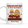 Personalized Couple Cartoon White Ceramic Mug, From Our First Kiss Till Our Last Breath, Unique Romantic Gift