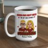 Personalized Couple Cartoon White Ceramic Mug, From Our First Kiss Till Our Last Breath, Unique Romantic Gift