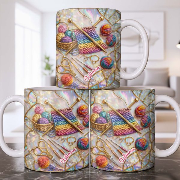 Personalized Crochet Lover's Delight With Yarn And Knitting Needles - Personalized Custom Coffee Mug - HOB042_MG